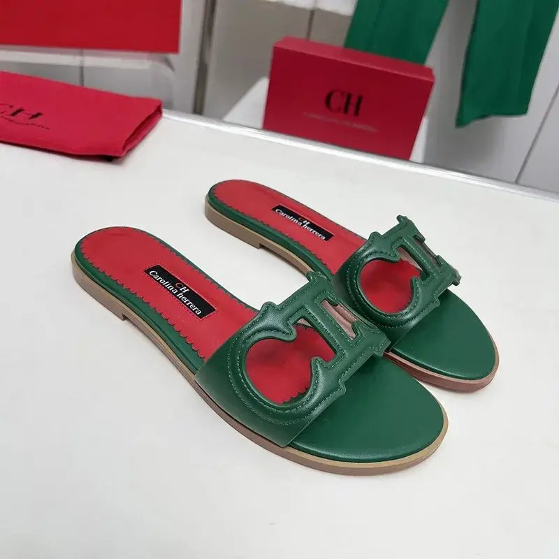 CH Simple Style Luxury Brand Design Women's Home Slippers Comfortable Wearable Women's Office Slippers Elegant Solid Color Flats