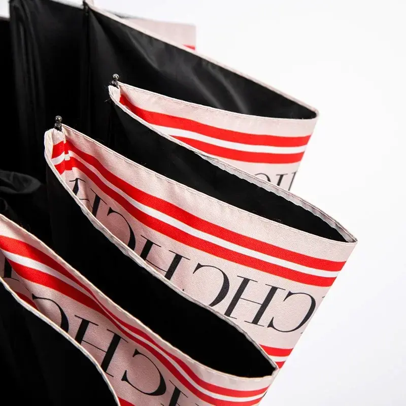 CH Niche Brand Semi-Automatic Umbrella Easy to Carry Multi-functional Letter Print Design Stylish Simple Style Umbrella