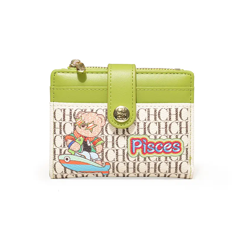 CH Women's Money Clip Niche Design Premium Feeling Card Wallet Twelve Zodiac Signs Animated Patterns Printed Design Wallet High