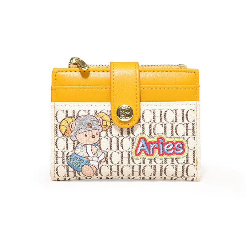 CH Women's Money Clip Niche Design Premium Feeling Card Wallet Twelve Zodiac Signs Animated Patterns Printed Design Wallet High