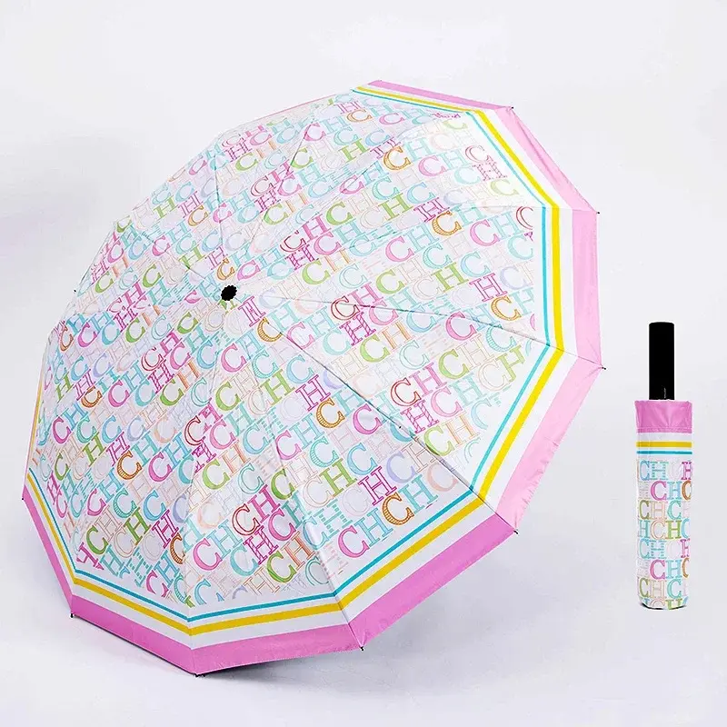 CH Alphabet Print Design Simple Fashion Style Umbrella Easy To Carry Versatile Multifunctional Umbrella Semi-automatic Umbrella