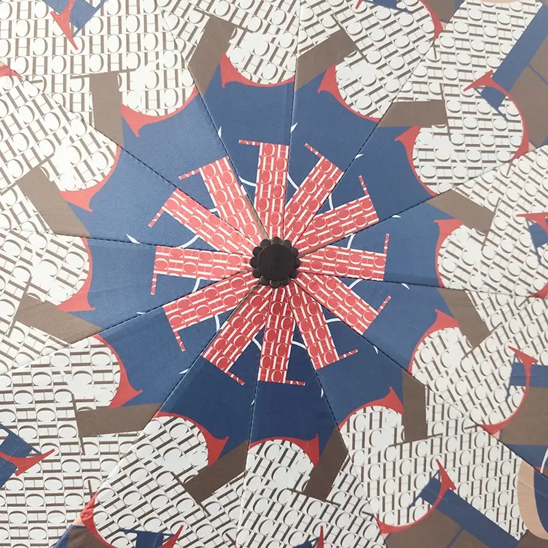 CH Printed Creative Letter Design Windproof Automatic Commuter Folding Umbrella Straight Handle Multifunctional Umbrella Commute