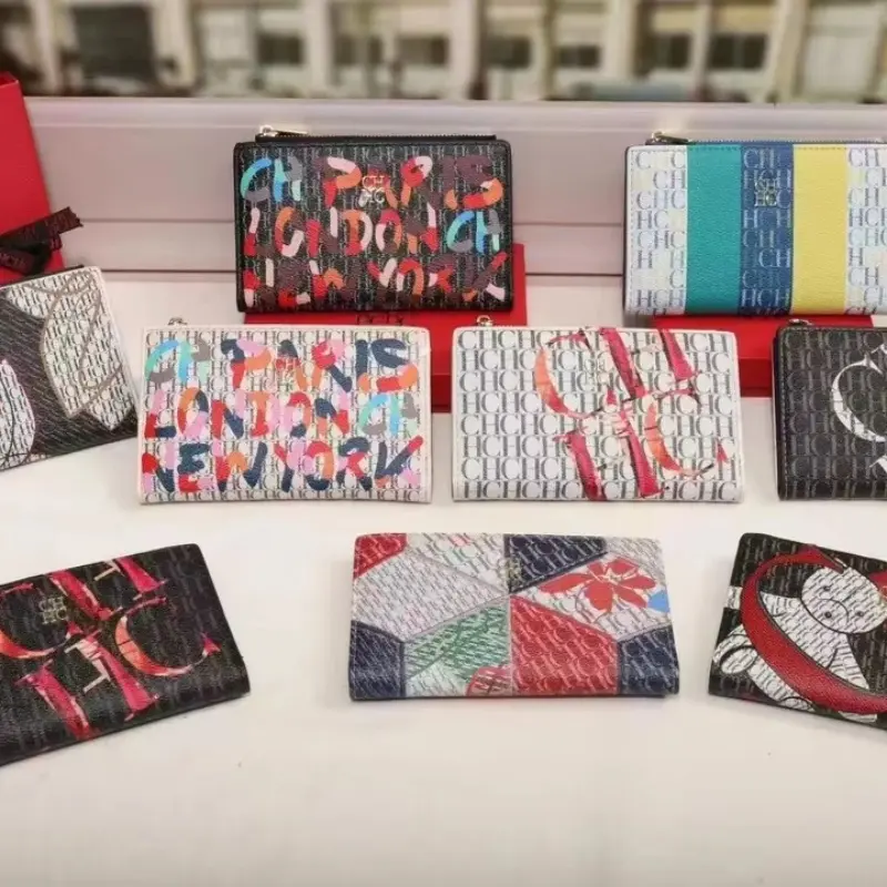 CH Compact Fashion Money Clip Multiple Women's Wallet Multi Color Elegant Simple Color Convenient Packaging Box Box Women's Card