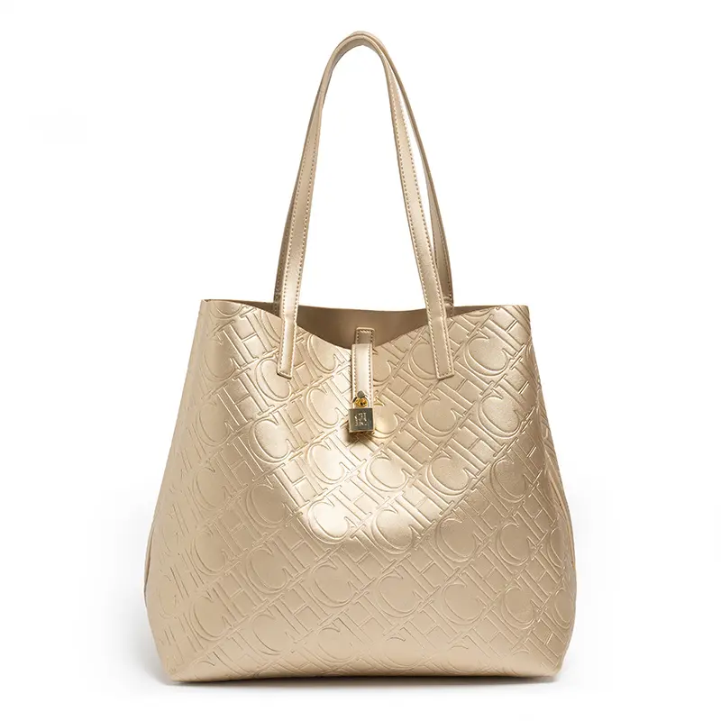 CH Premium Feeling Pure Colour Letter Embossed Design Handbag Ladies Shoulder Bag Classic Fashion Ladies Crossbody Large Capacit