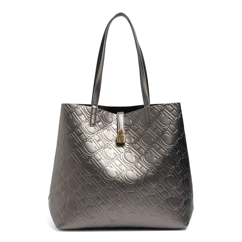 CH Premium Feeling Pure Colour Letter Embossed Design Handbag Ladies Shoulder Bag Classic Fashion Ladies Crossbody Large Capacit