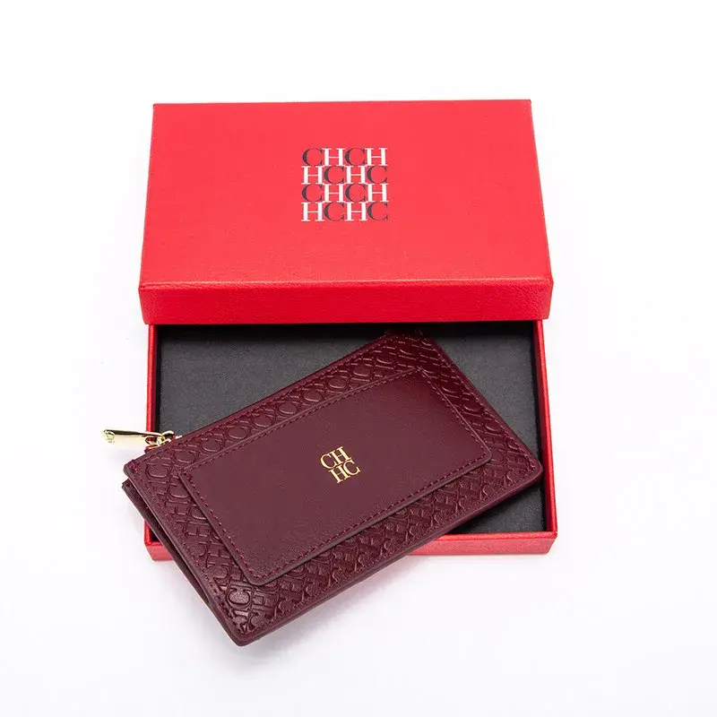 CH Women's Wallet Fashion Retro  Temperament Women's Bag Button Folding Monogram Printed Metal Zipper Leather Bag Card Women's