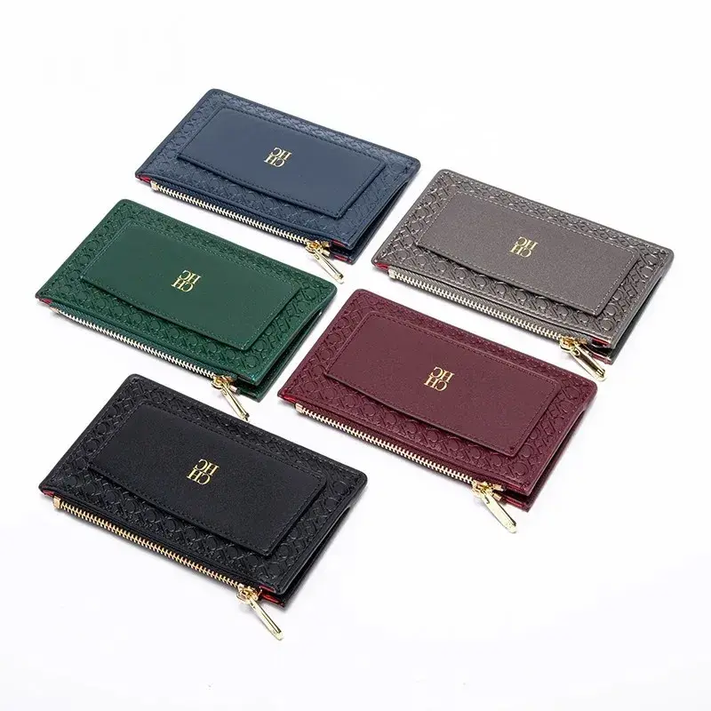 CH Women's Wallet Fashion Retro  Temperament Women's Bag Button Folding Monogram Printed Metal Zipper Leather Bag Card Women's