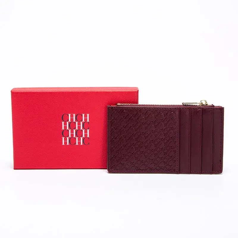 CH Women's Wallet Fashion Retro  Temperament Women's Bag Button Folding Monogram Printed Metal Zipper Leather Bag Card Women's