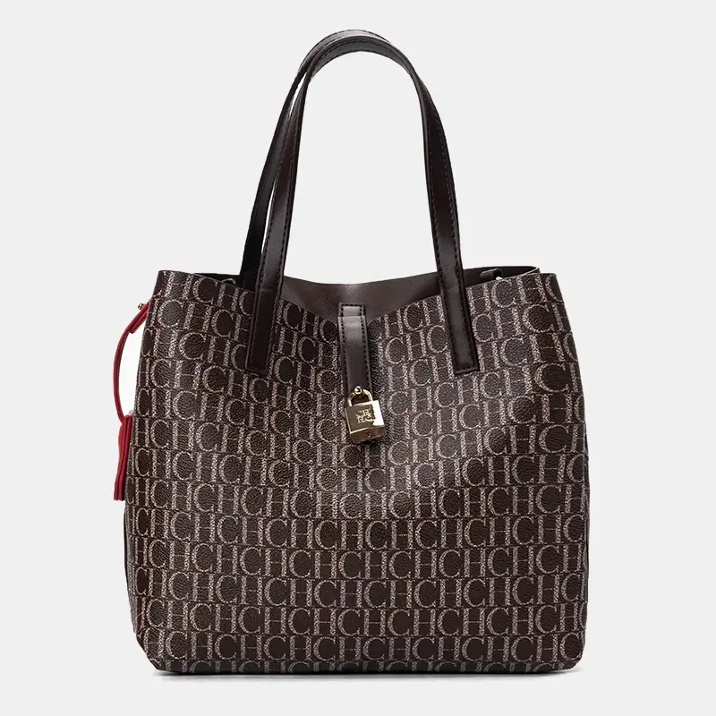 CH Shoulder Bag with Lock Creative Design Fashion Trend Commuter Crossbody Bag Elegant Large Capacity Letter Bag