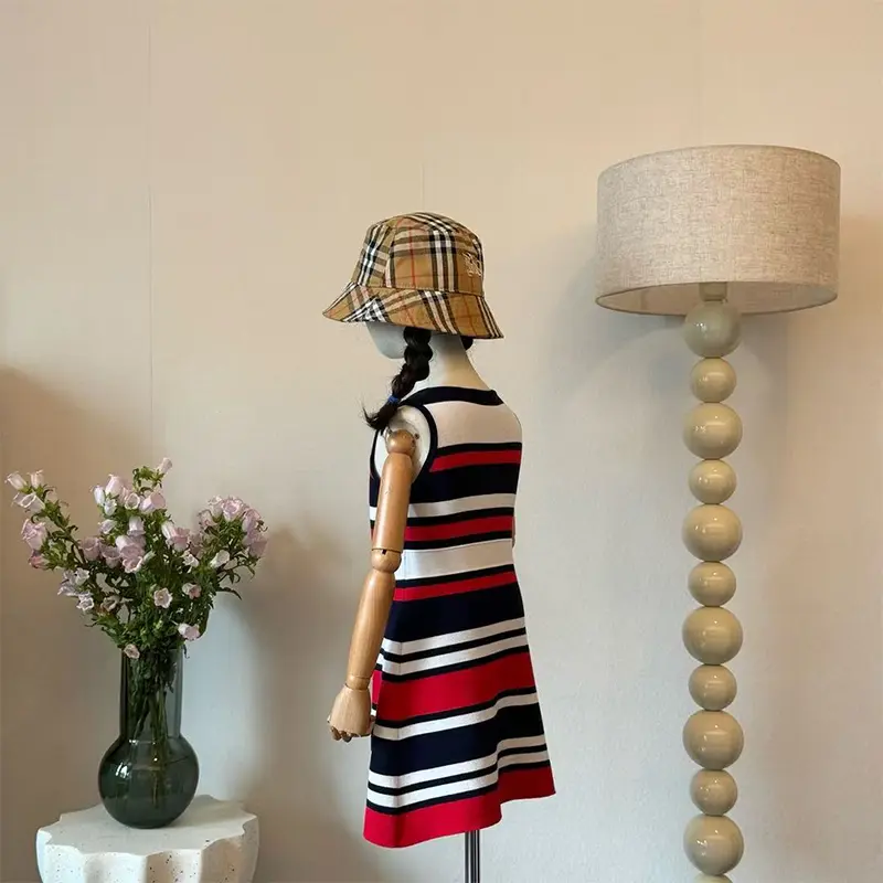 CH High Quality Knitted Material Children's Casual Striped Dress For Girls Gifts Essential Skirts for Going Out and Playing