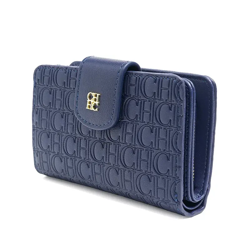 CH Solid Color Women's Card Holder Premium Minimalist Letterprint Snap Design Women's Stylish Short Wallet