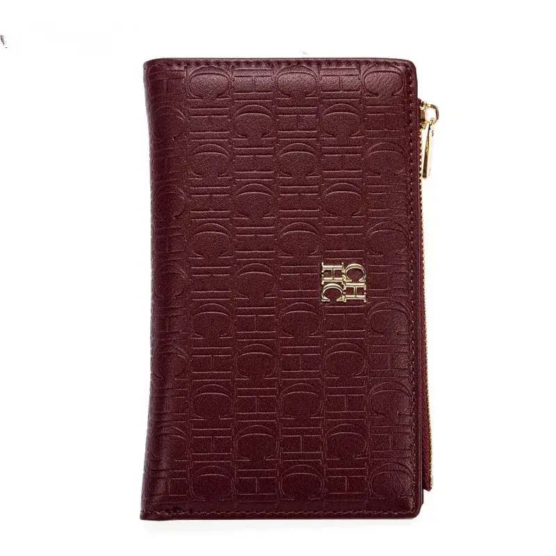 CH Trendy Leather Zipper, Brand Monogram Print, Short Lady's Pouch, Coin Purse, Luxury Pouch, Wallet, Card Holder, Carrying Case