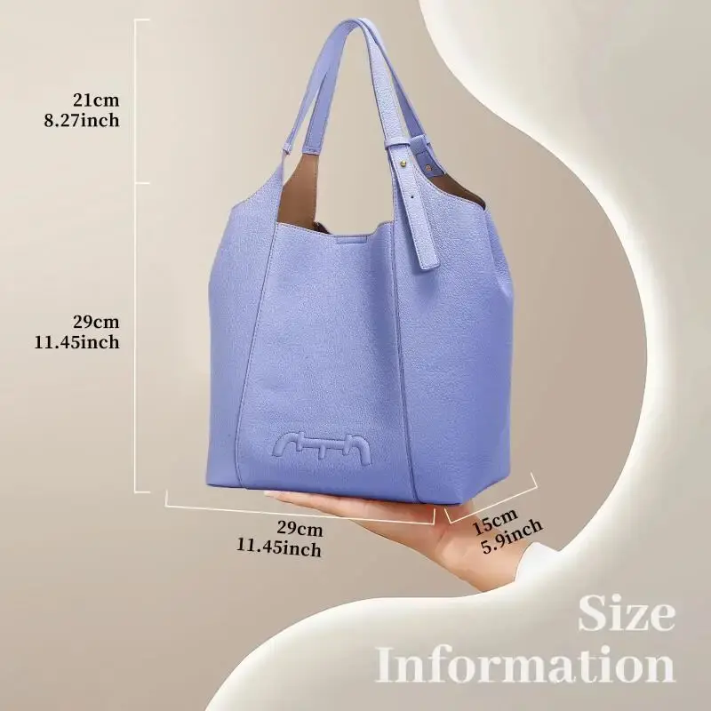 CH Purple Solid Color Women's Tote Bag New Fashionable Simple PU Material Classic Style Large Commuting Women's Tote Bag
