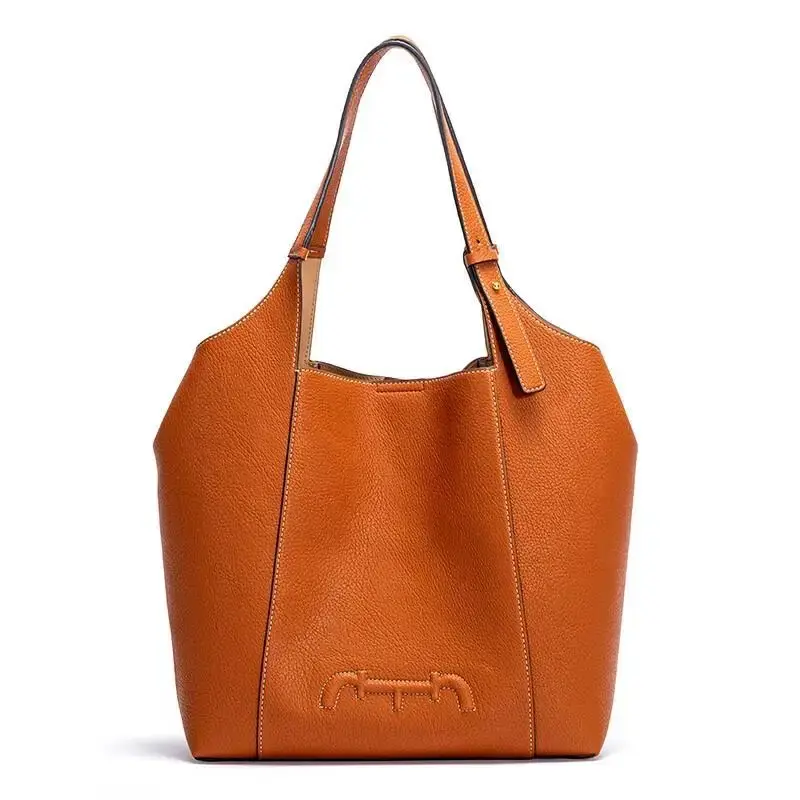 CH Purple Solid Color Women's Tote Bag New Fashionable Simple PU Material Classic Style Large Commuting Women's Tote Bag