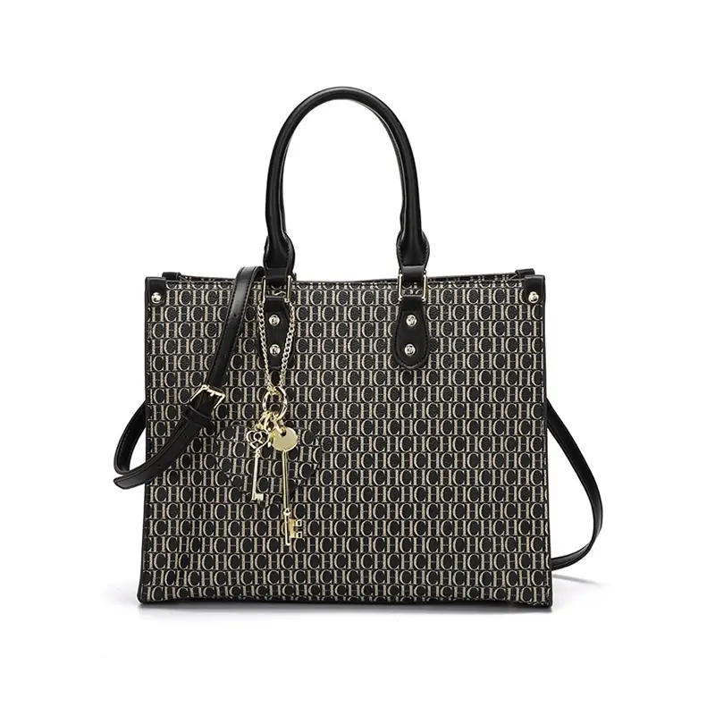 CH Minimalist Style with Pendant Monogram Printed Large Capacity Women's Commuter Shoulder Bag High Quality Hardware Tote Bag