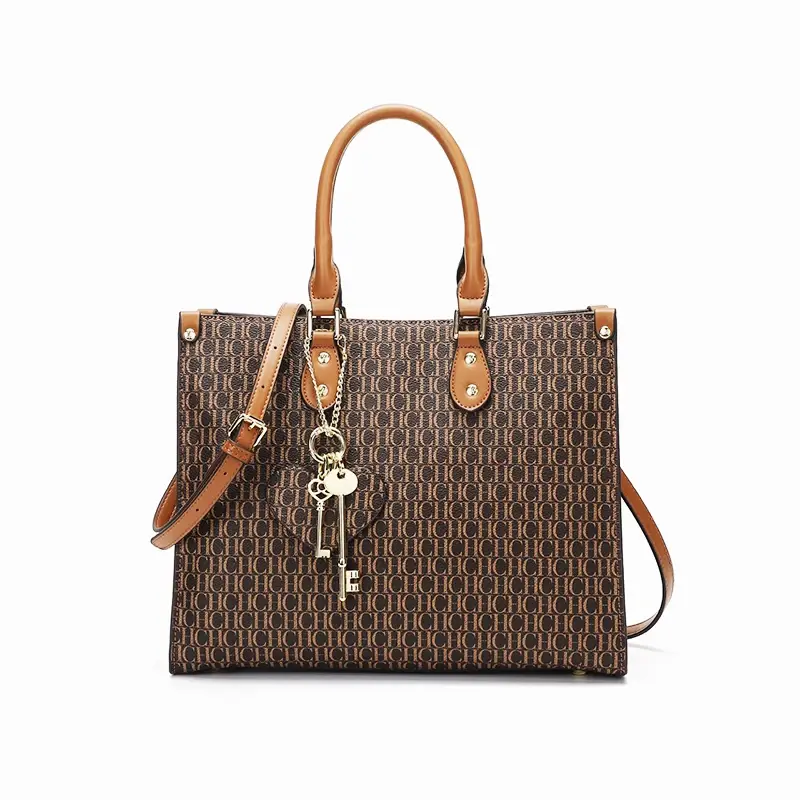 CH Minimalist Style with Pendant Monogram Printed Large Capacity Women's Commuter Shoulder Bag High Quality Hardware Tote Bag