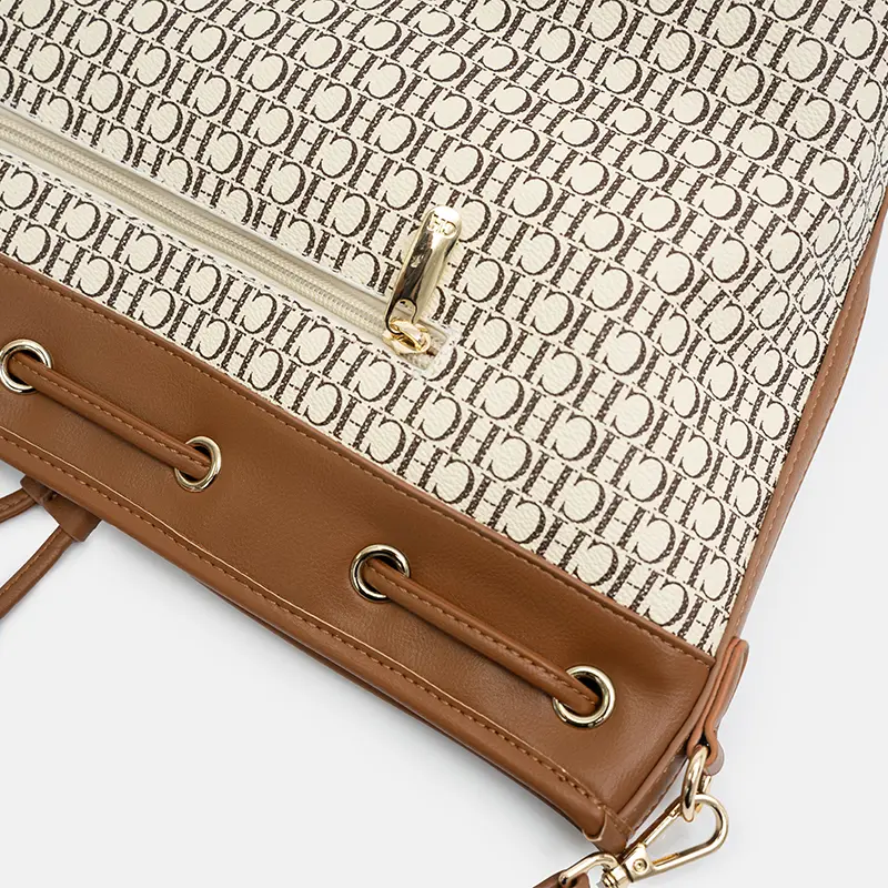 CH Brand Monogram Print Classic Drawstring Design Fashion Tote Bag Detachable Carry Strap 2025 New Women's Shoulder Bag