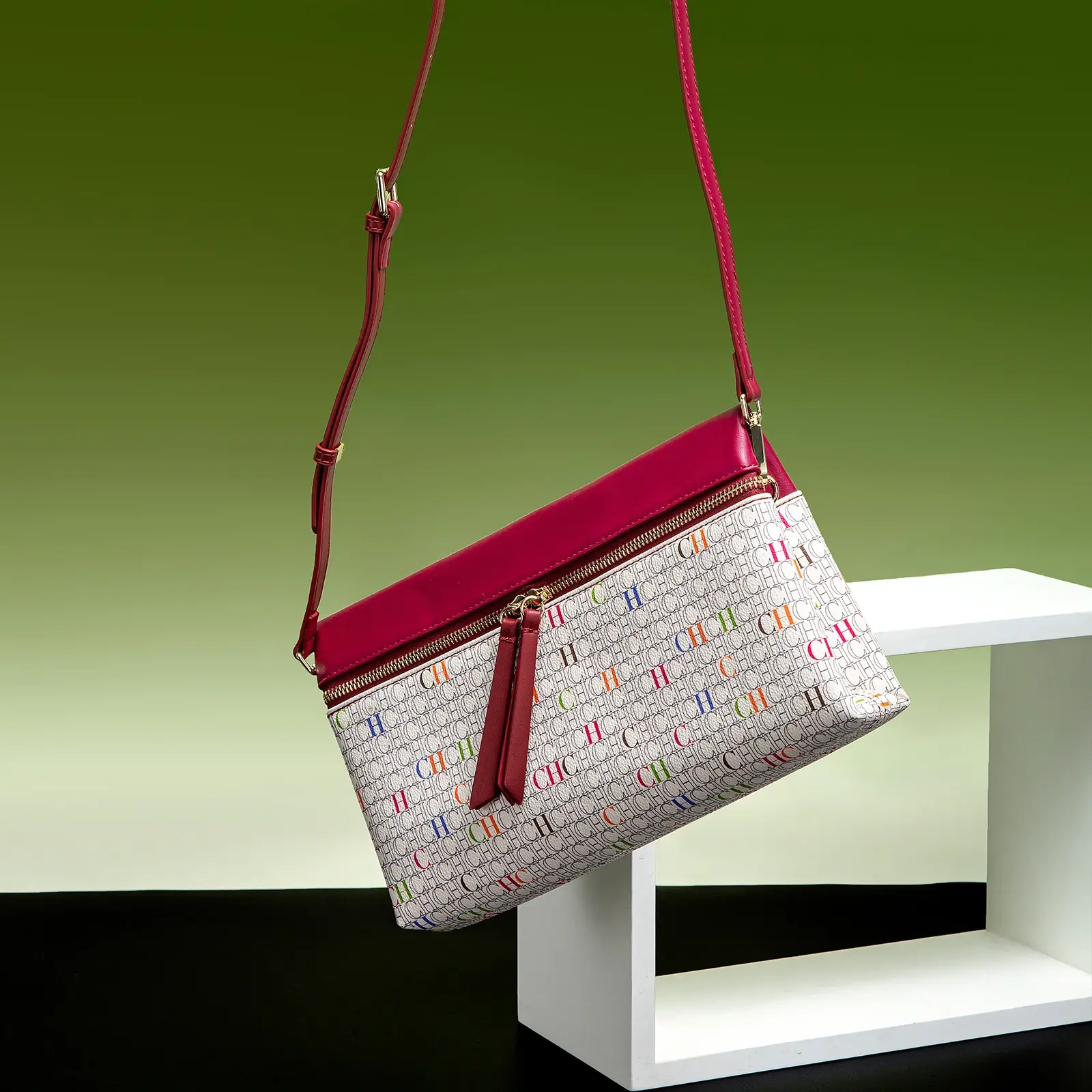 CH Colorful Letters Zipper Compact Elegant Bag Exquisite Stripe Fashion Women's Bag Crossbody Printed Brand Women's Bag