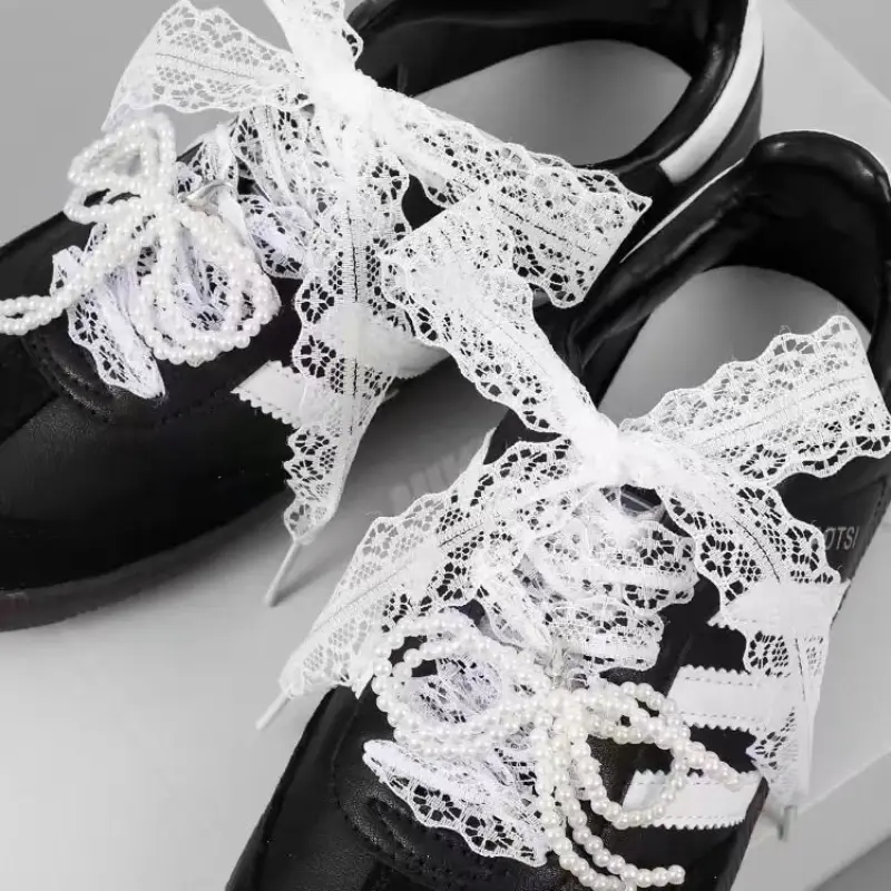 1pair Lace 2.9CM Width Flat Shoelace for Sneakers Shoelaces for Women Casual Shoes Black White Shoe Laces Accessorices