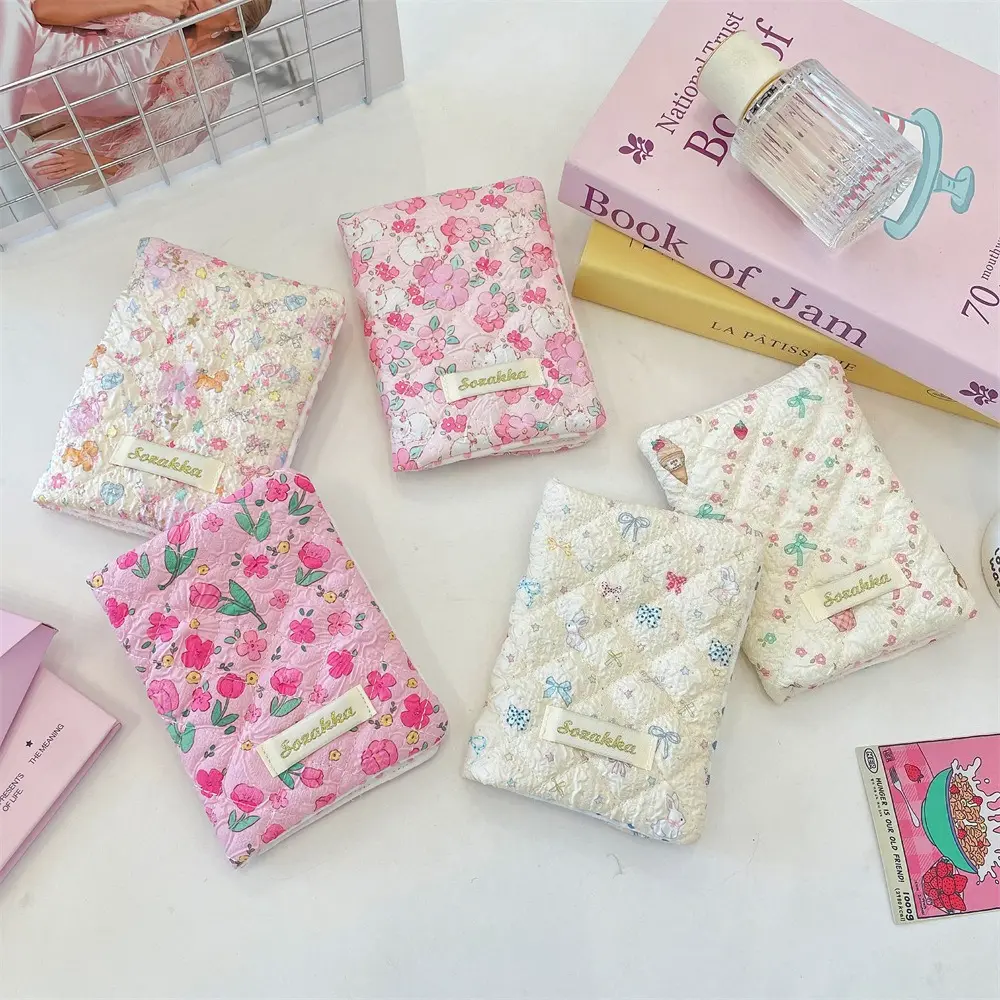 Cute Cartoon Flower Passport Cover for Women Multifunctional Polyester Travel Accessories Holder