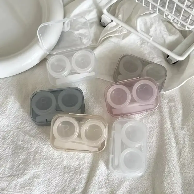 New Transparent Contact Lens Box with Tweezers Travel Storage Case for Colored Contacts Women
