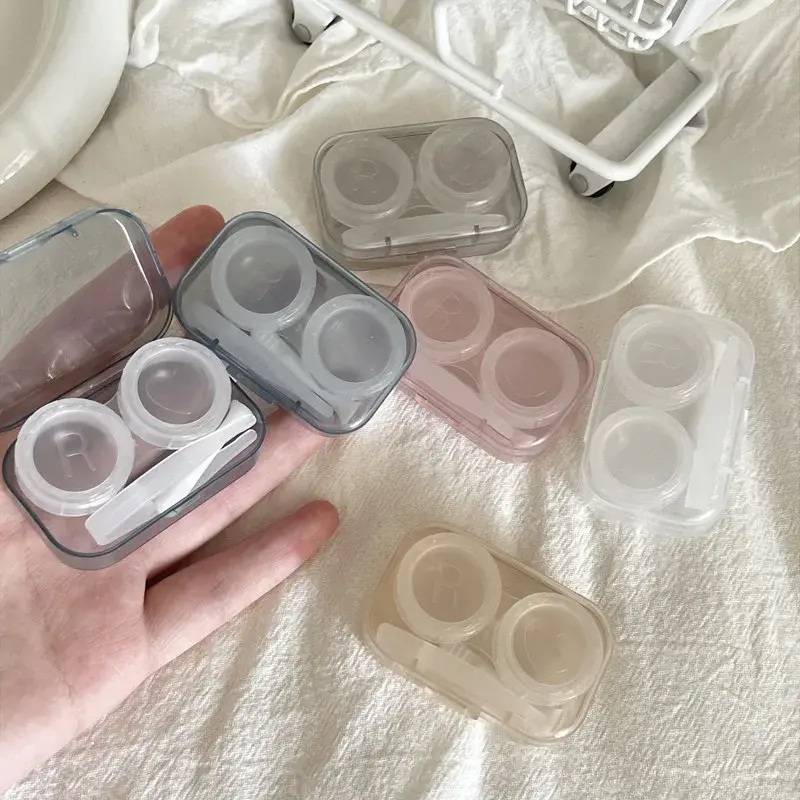 New Transparent Contact Lens Box with Tweezers Travel Storage Case for Colored Contacts Women
