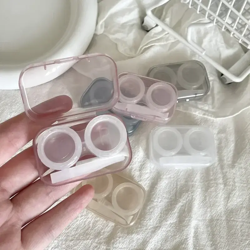 New Transparent Contact Lens Box with Tweezers Travel Storage Case for Colored Contacts Women