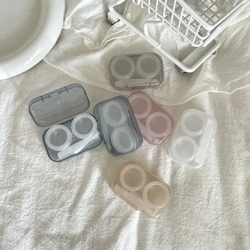 New Transparent Contact Lens Box with Tweezers Travel Storage Case for Colored Contacts Women