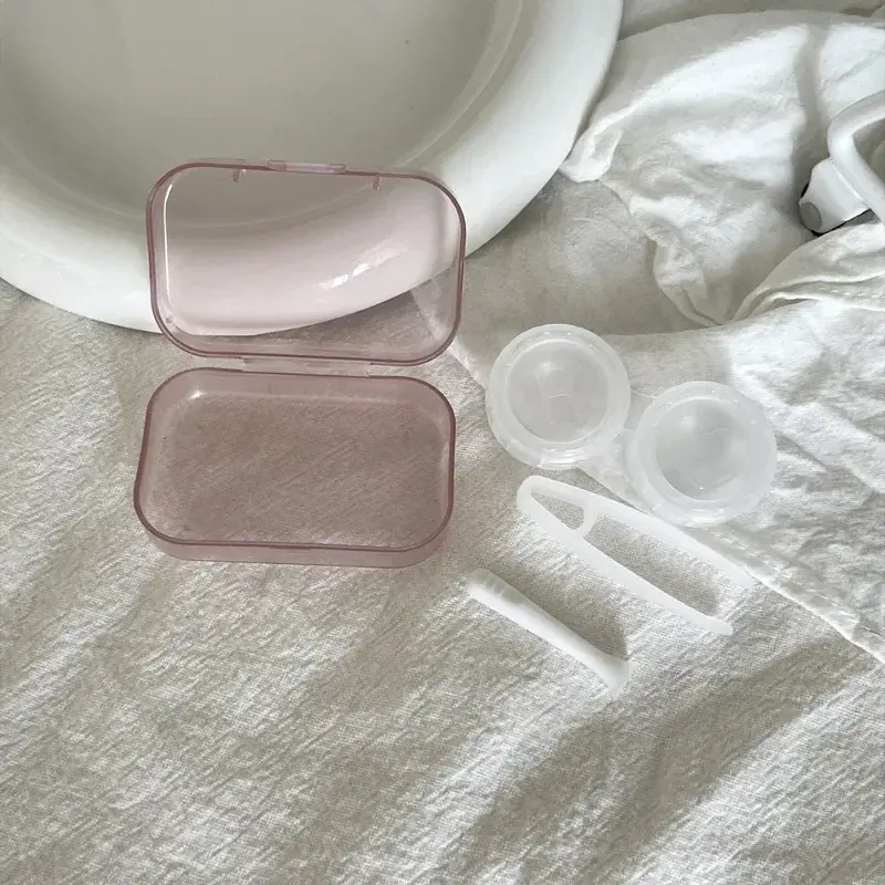 New Transparent Contact Lens Box with Tweezers Travel Storage Case for Colored Contacts Women