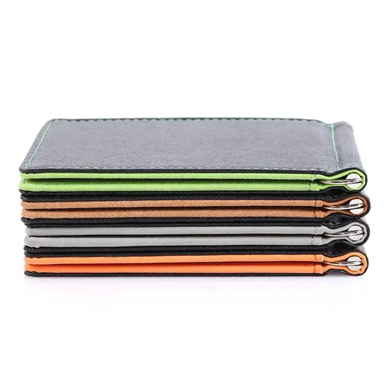 Brand Men Wallet Short Card Holder Wallets Purses PU Leather Money Clips Solid Thin Wallet for Men Purses