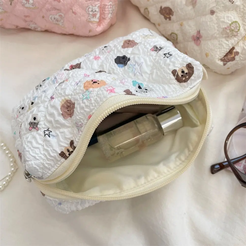 Pink Flower Women Cute Makeup Bag Travel Organizer Cosmetic Coins Handbag Pouch Girls Cute Cartoon Square Zipper Cosmetic Bags