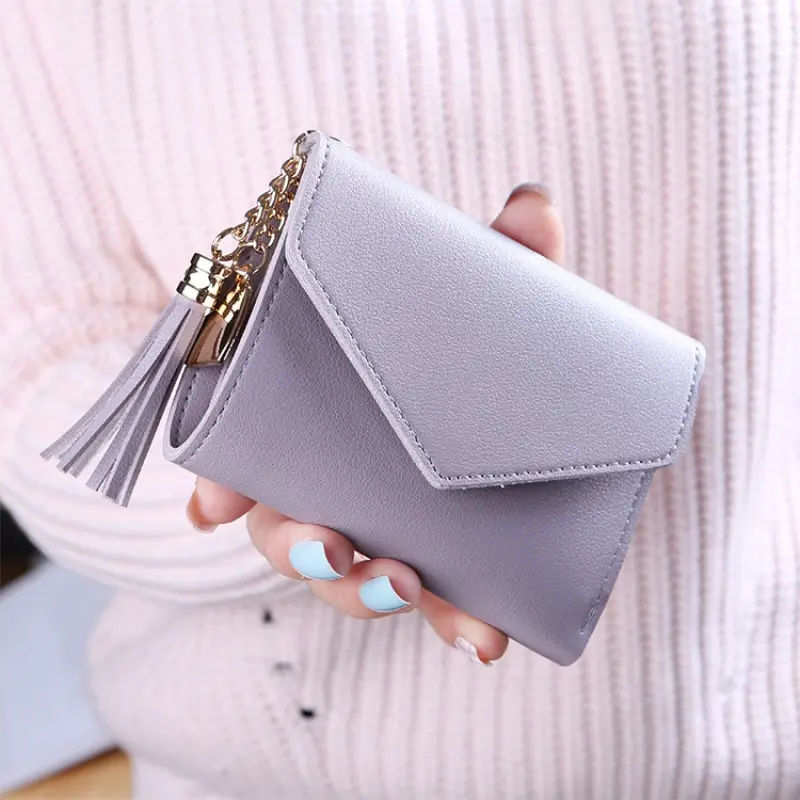 Short Tassel Women Wallet Fashion Purse Card Holder Mini Wallets Korean Students Cute Clutch Purse Small Wallet for Girl