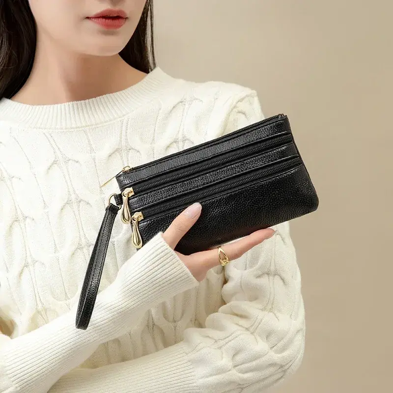 PU Leather Women Money Bag Simple Solid Female Long Card Holder Wallet High Quality Lady Clutch Purse Zipper Phone Bags