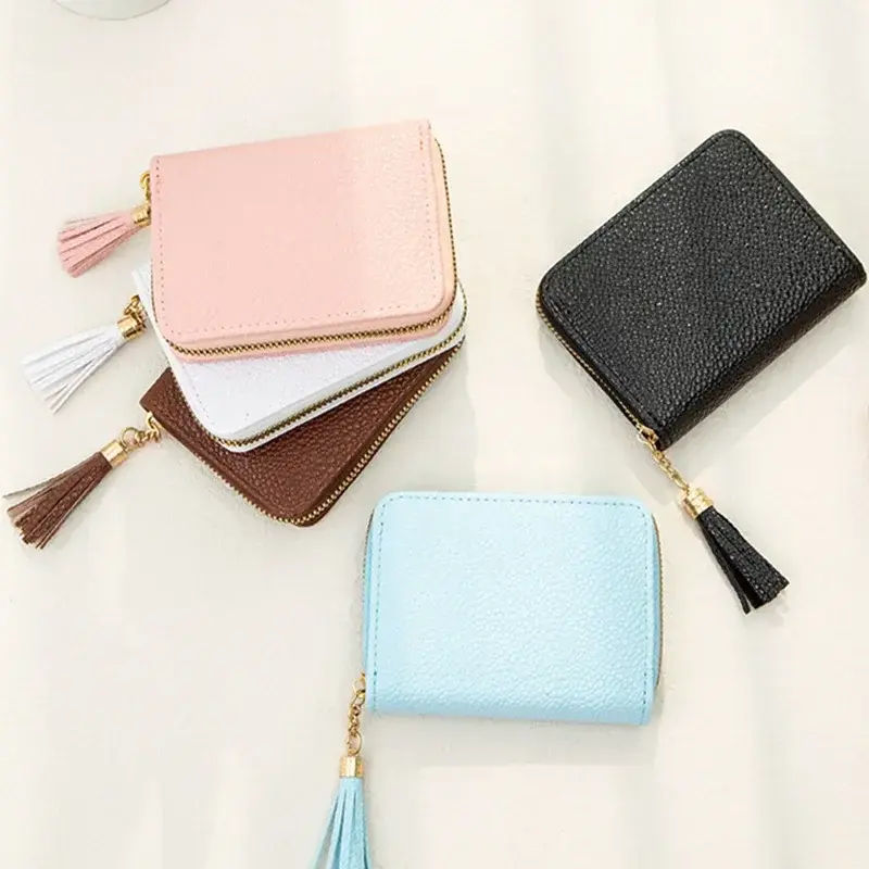Fashion Tassel Women Wallet Female Purse PU Leather Short Mini Wallets Zipper Clutch Purse Female Small Wallet for Women