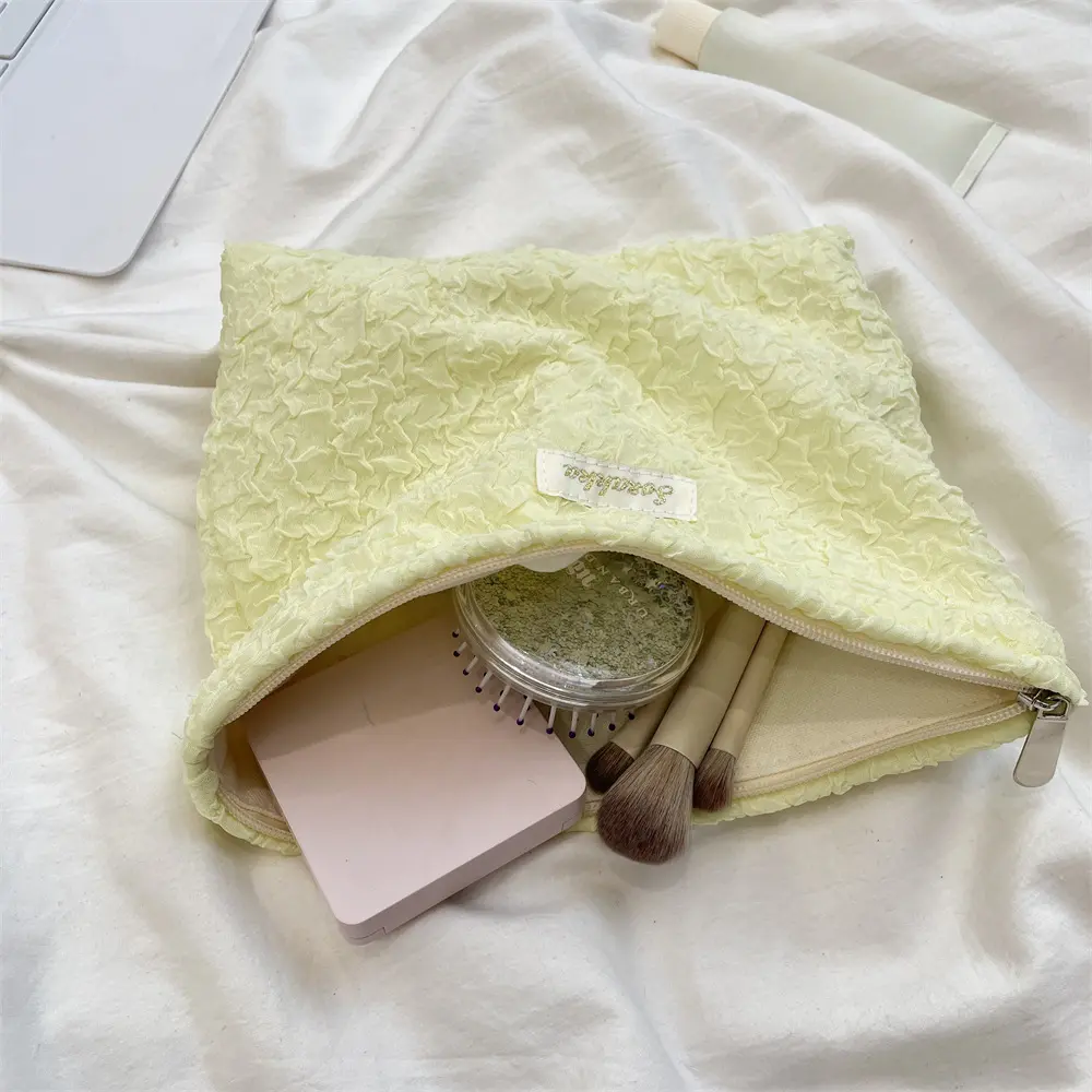 New Solid Color Canvas Clutch Cosmetic Bag Large Capacity Makeup Pouch Toiletries Bag Travel Outdoor Makeup Storage Beauty Case
