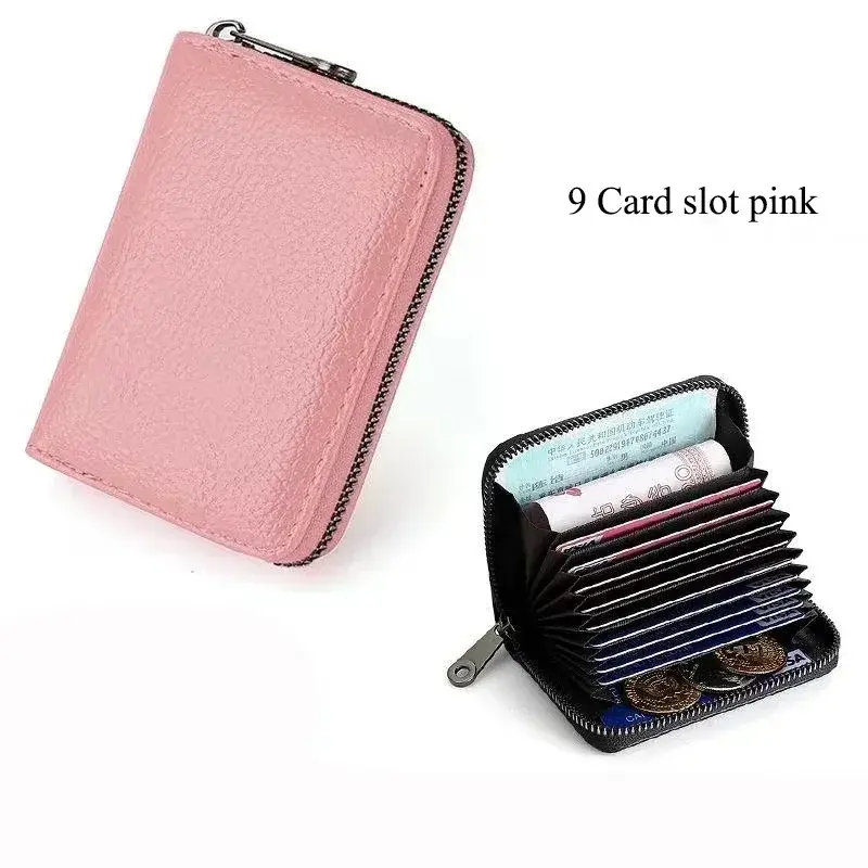 ID Cards Holders Bank Credit Bus Cards Cover Pu Leather Women Men Coin Pouch Wallets Bag Business Zipper Card Holder Organizer