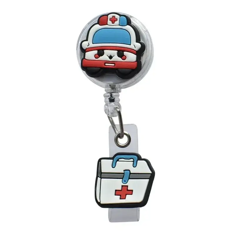 Retractable ID Card Holder Key Ring Key Chain Holders Retractable Badge Reel with Card Holder Reel Clip for Office Name Tags