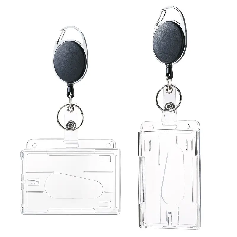 Employee Pass Work Card Case Sleeve Transparent Cards Slots ID Tag Badge Holder with Badge Reel Cards Storage Organizer