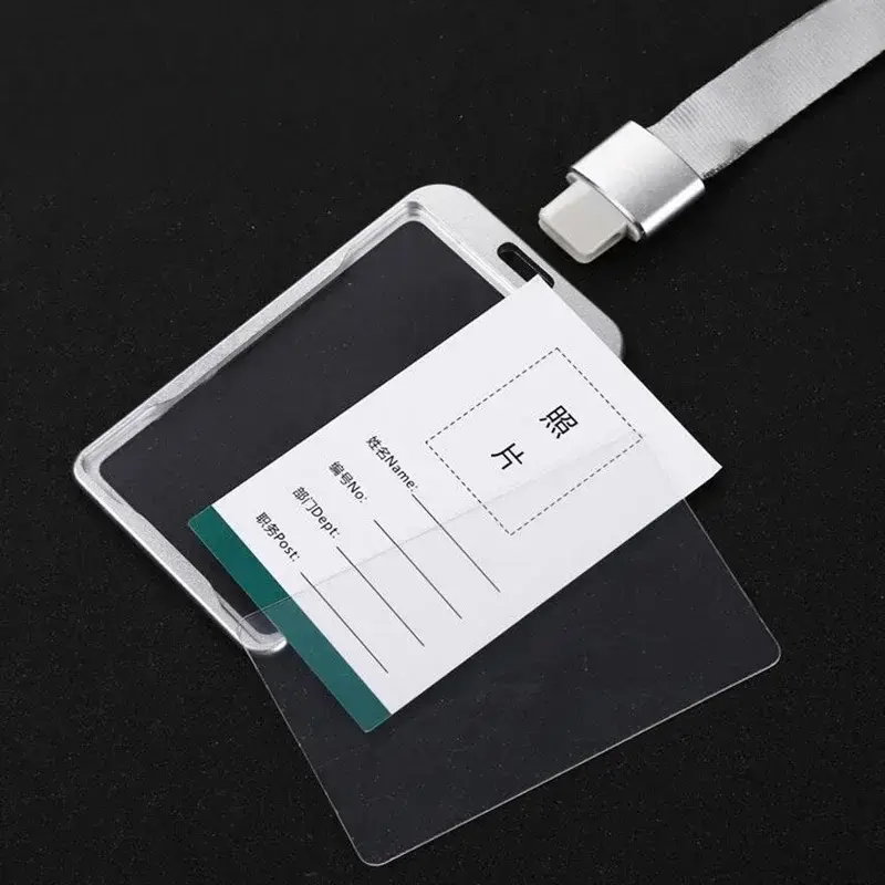 Aluminium Alloy Card Holder Lanyard Badge Case Staff Workers Pass Credit ID Holder Business Office Supplies Card Badge Holder