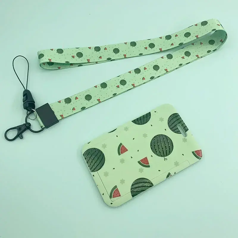 New Cute Fruit Lanyard Credit Card ID Holder Bag Cartoon Student Women Travel Bank Bus Business Card Cover Badge Wallet