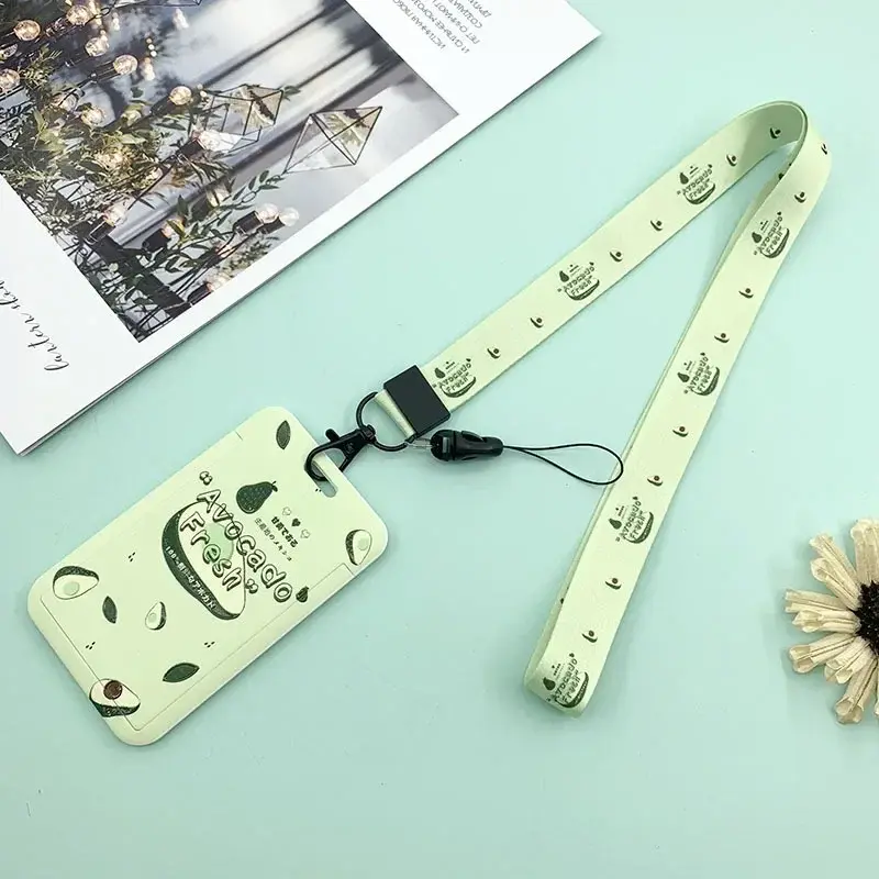 New Cute Fruit Lanyard Credit Card ID Holder Bag Cartoon Student Women Travel Bank Bus Business Card Cover Badge Wallet