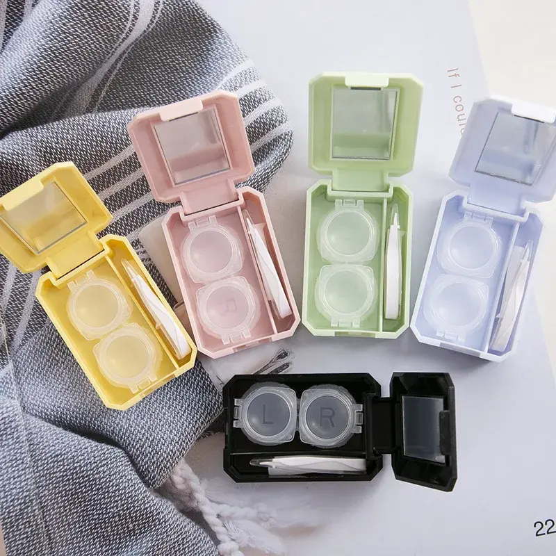 Portable Beauty Contact Lens Storage Box Organizer Cute Cartoon Dinosaur Girl Women Contact Lenses Cases Contact Lens Container