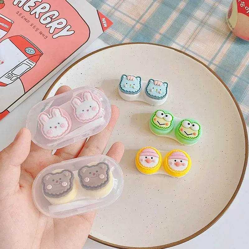 Contact Lens Case Portable Cosmetic Contact Lense Box Cartoon Animal Female Cute Japanese Style Small Storage Lens Box