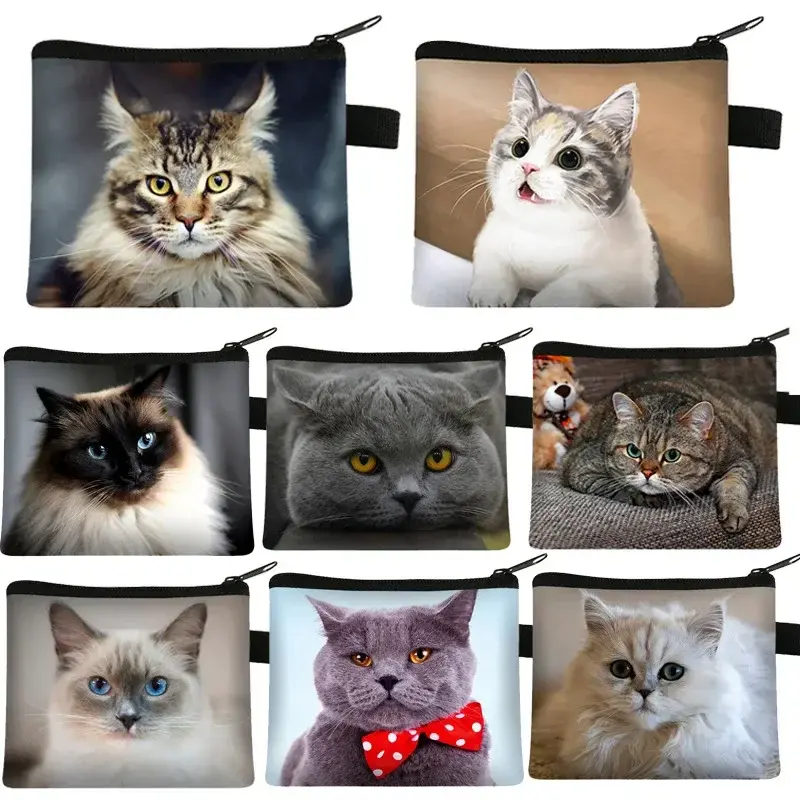 Cartoon Cute Cat Coin Wallet Bag Clutch Zipper Coin Key Bag Money Pocket Purses Women Men Coin Purse Small Kid Pouch Gift
