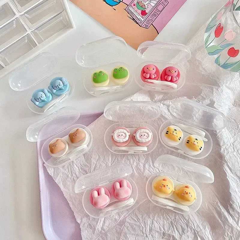 Contact Lens Case Portable Cosmetic Contact Lense Box Cartoon Animal Female Cute Japanese Style Small Storage Lens Box
