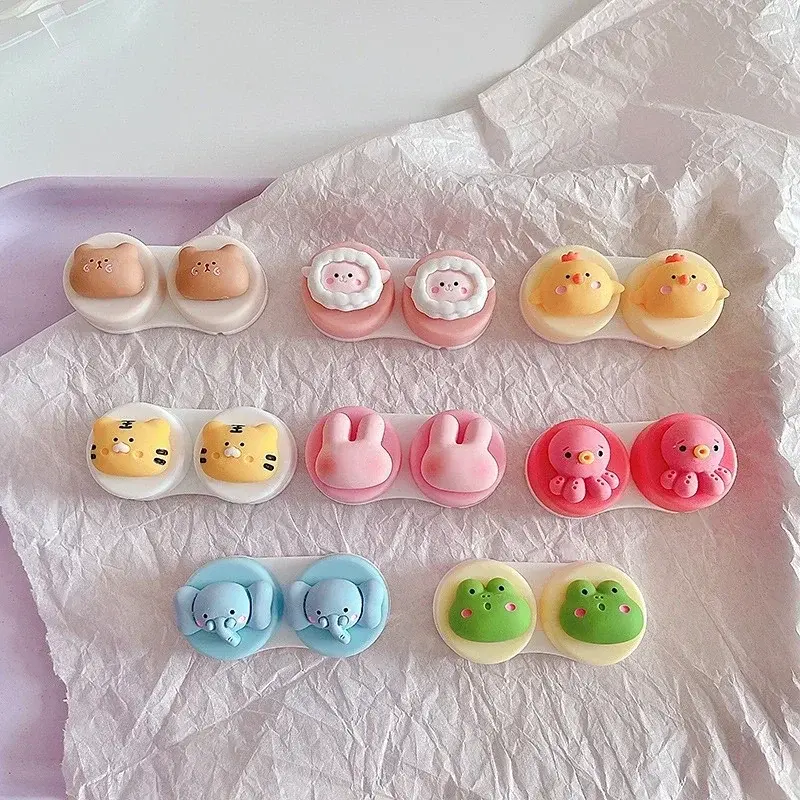Contact Lens Case Portable Cosmetic Contact Lense Box Cartoon Animal Female Cute Japanese Style Small Storage Lens Box