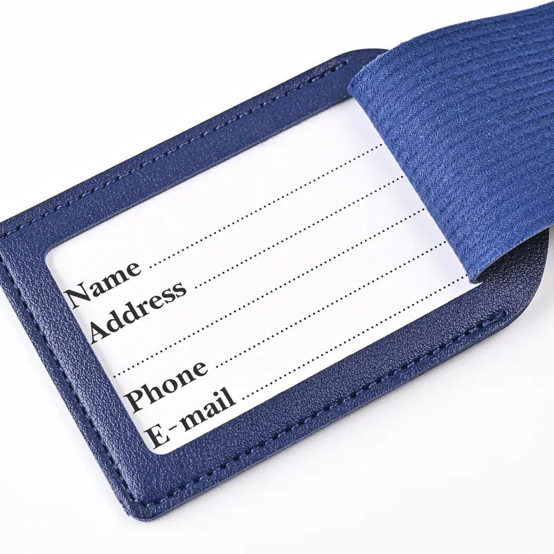 1PCS PU Leather Business Luggage Tag Suitcase Address Label Luggage Boarding Case Label Name ID Address Clip Travel Accessories