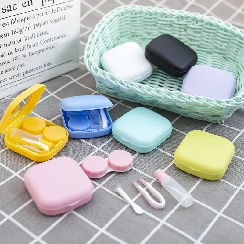 1PC Contact Lenses Box Cute Travel Kit Pocket Mini Contact Lens Case Travel Kit Easy Carry Mirror Lenses Box Container