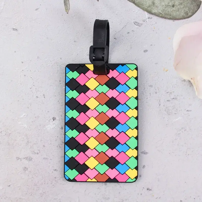 New Geometric PVC Luggage Tag Boarding Pass Luggage Tags Suitcase Address Label Travel Accessories