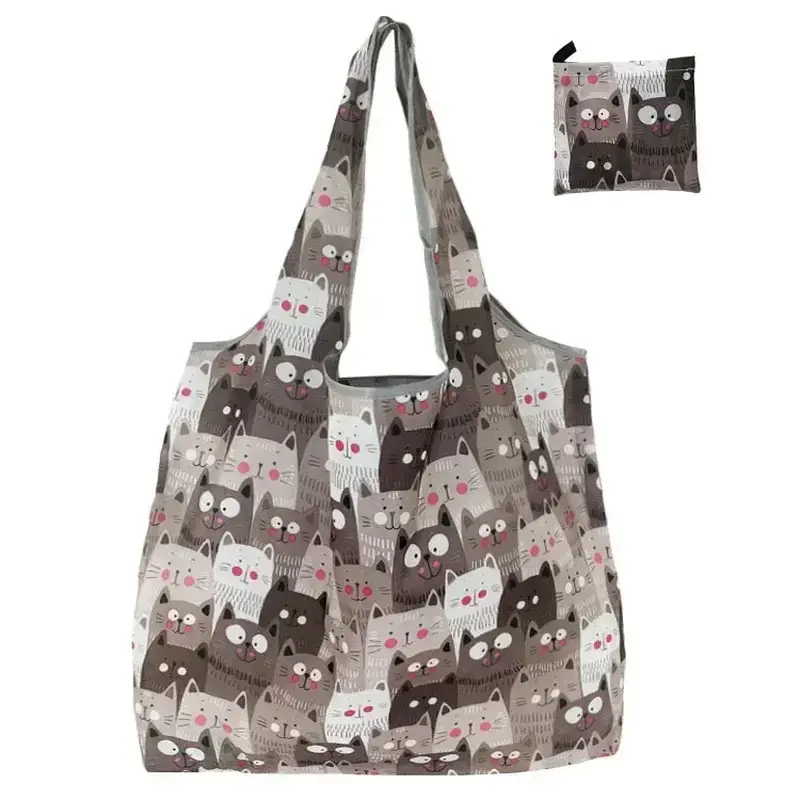 Reusable Shopping Bags Foldable Large Size Women Shopping Bags Totes Handbags Washable Cloth Eco-Friendly Grocery Bags